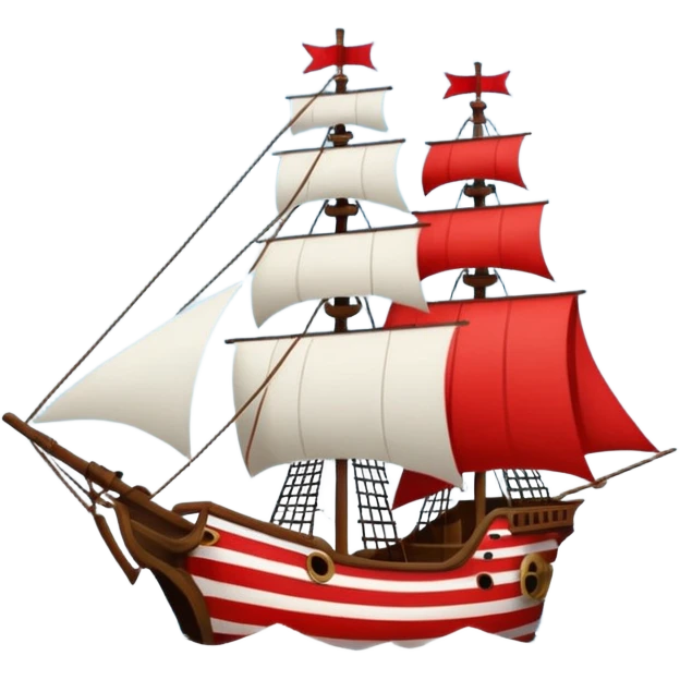 red and white lines pirate ships emoji
