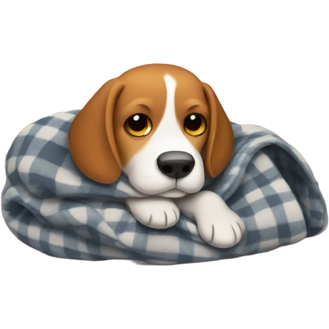Beagle under cozy plaid blanket emoji