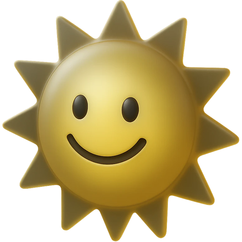 smiling shiny sun, inspired by Apple emoji emoji