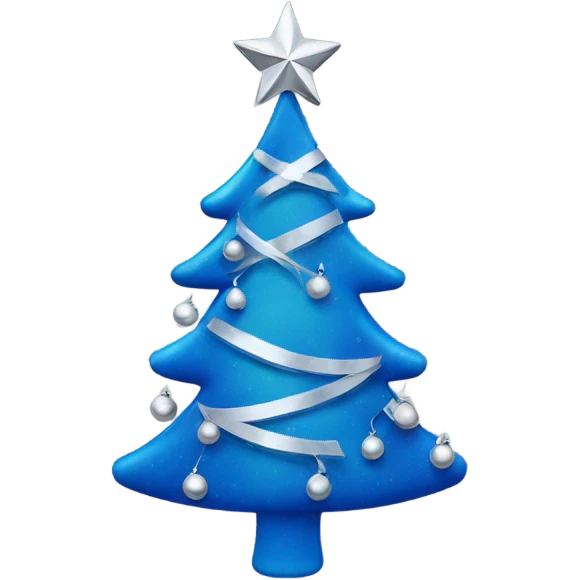 Blue Christmas tree with silver decorations emoji