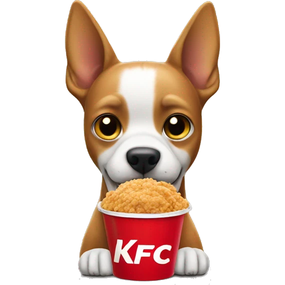 Un dog eating a kfc bucket emoji