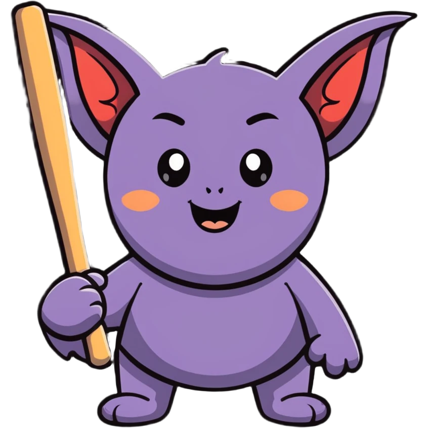 stick with eyes that id holding a bat while smiling emoji