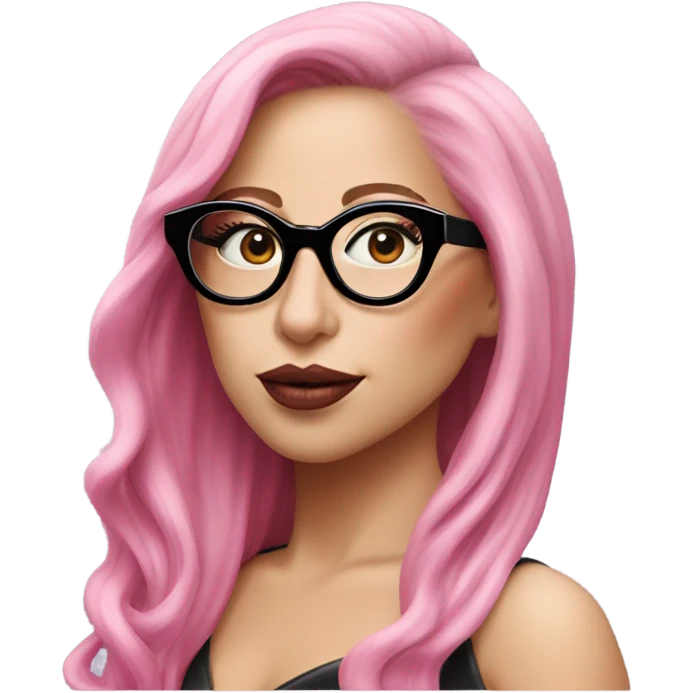 lady gaga pink hair pink lipstick wearing glasses  emoji