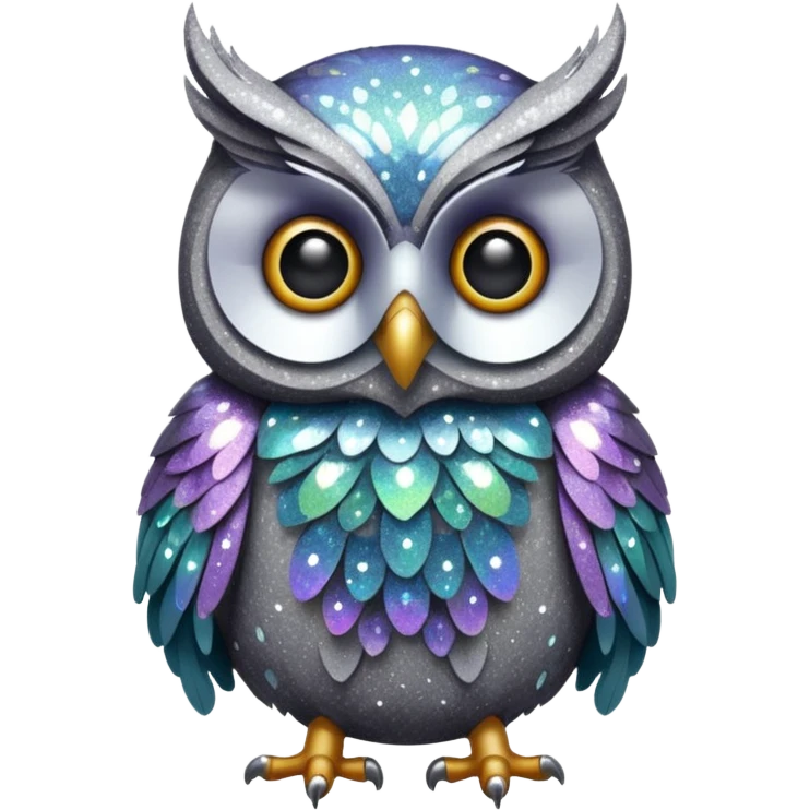 owl glitter gray emoji