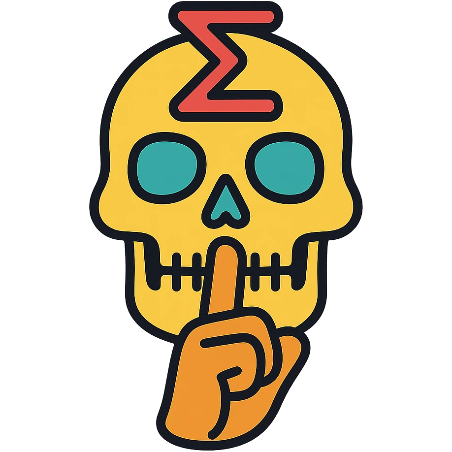 sigma moai skull with shush gesture, color outline icon emoji