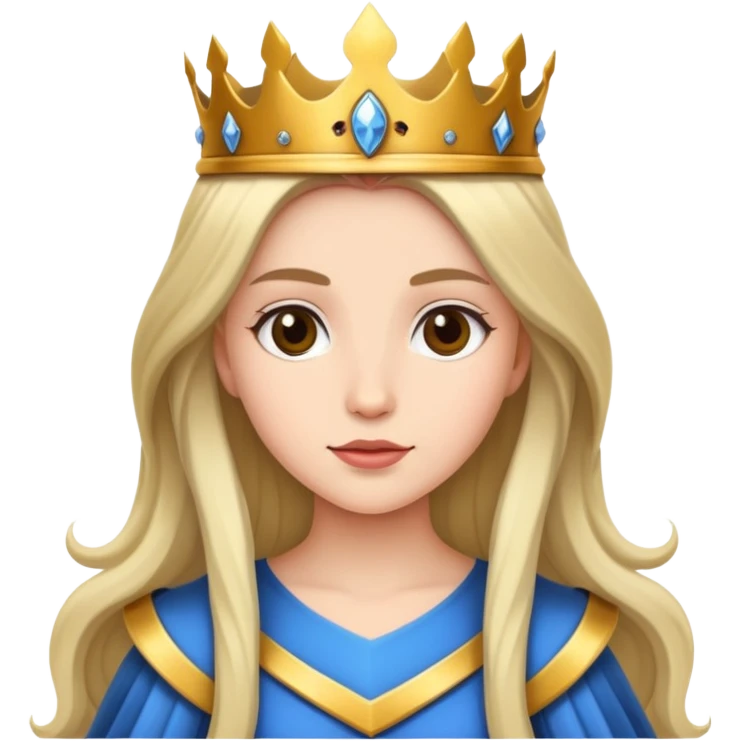 princess knight, long hair, open crown emoji