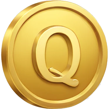 Gold coin depicting the letter Q emoji