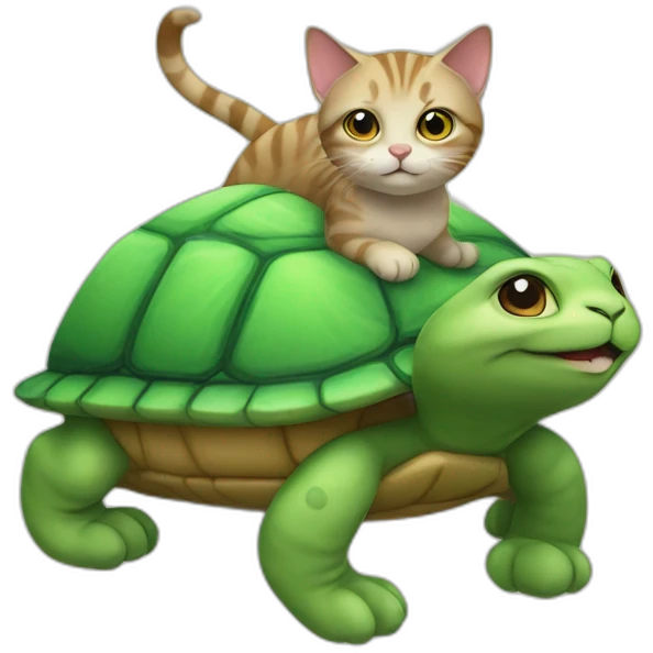 Cat on turtule emoji