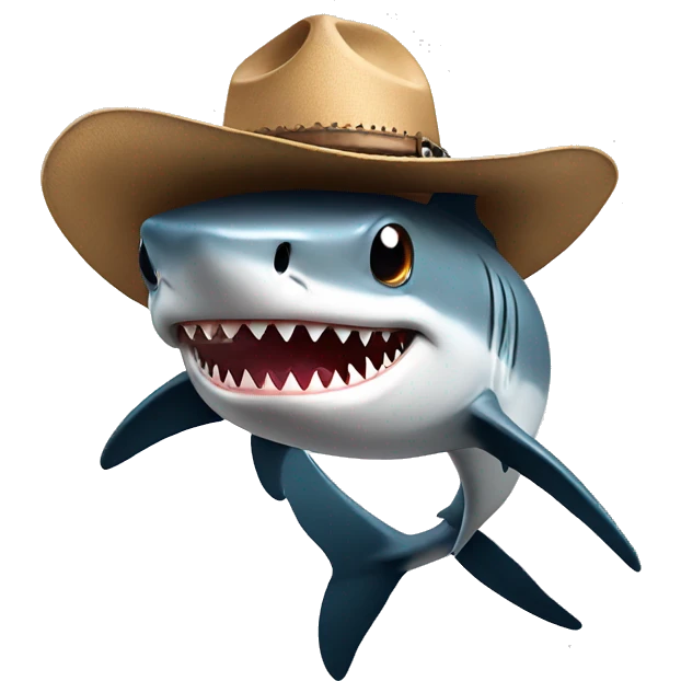 Shark with a cowboy hat emoji