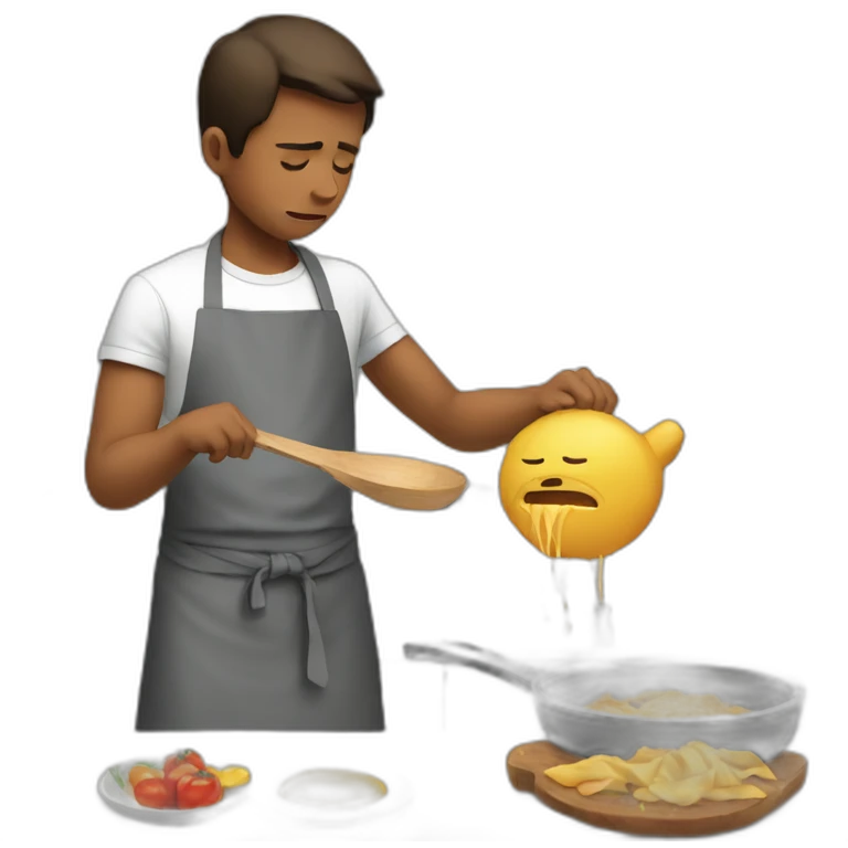 crying boy cooking food emoji