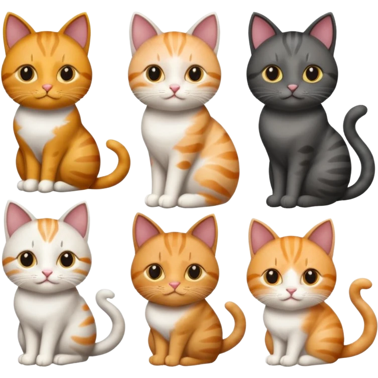 6 realistic looking cats with different natural coloured coats
 emoji