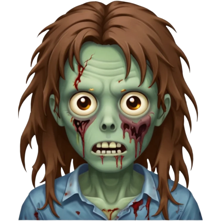 Zumbie hair Brown famele long hair  emoji