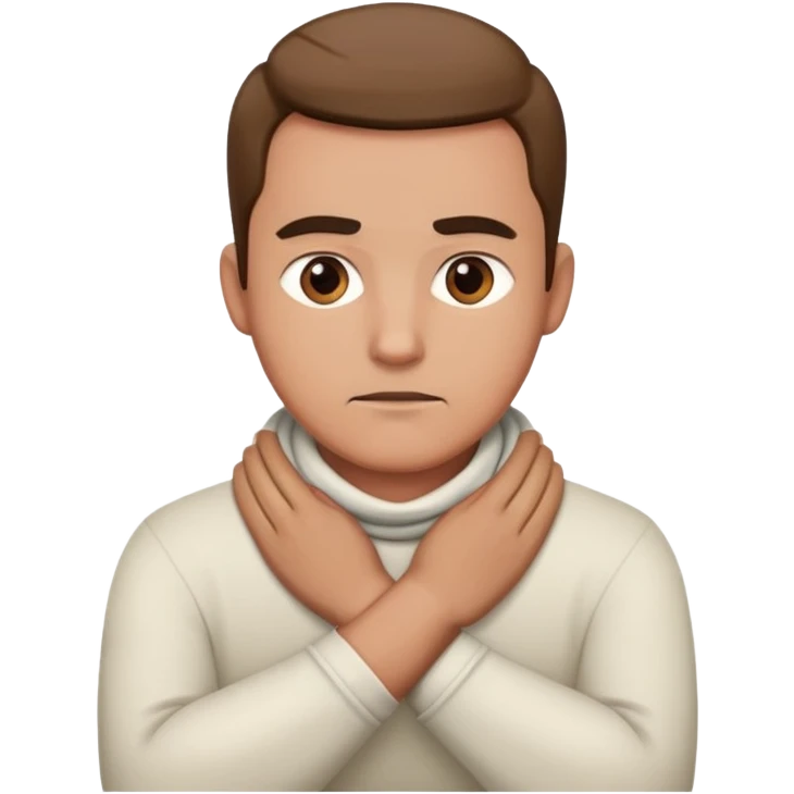 Guy with hands crossed around his neck emoji