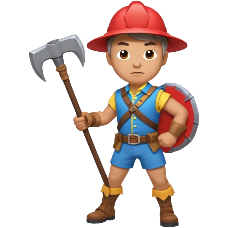 John Pork as a Fortnite character, colorful battle outfit, holding a pickaxe, dynamic pose emoji