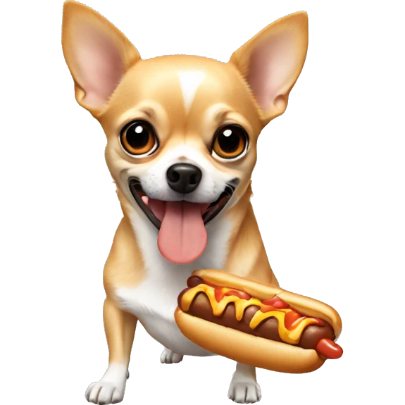 chihuahua eating a hotdog emoji