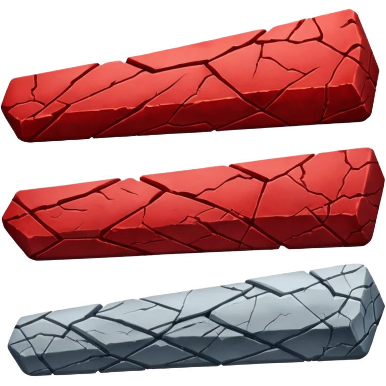 i want an hp bar for my discord bot which is text fight bot, i want a total of 3 emojis, left edge of hp bar, right edge of hp bar, middle of hp bar, i want the hp bar to look cracky and rocky like blood in rock emoji