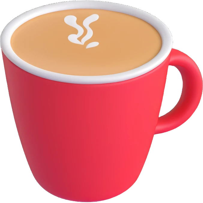 friendly smooth detailed coffee cup 3D emoji style emoji