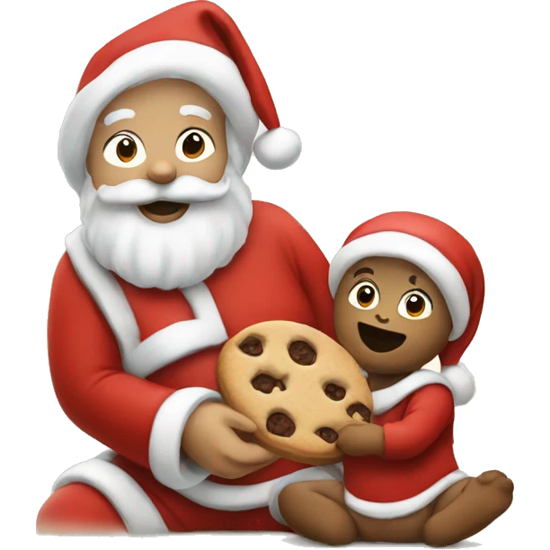 santa eating a cookie with a baby emoji