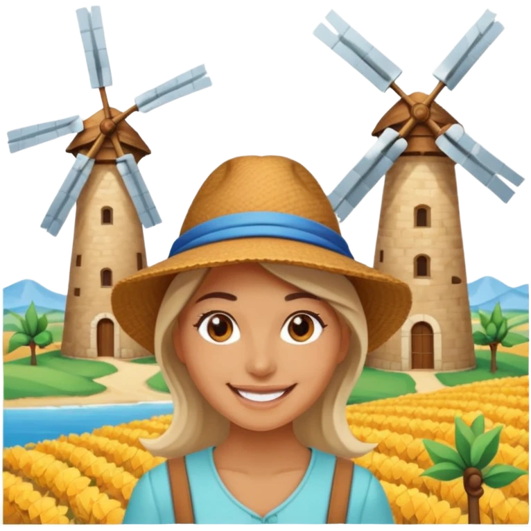 WOMAN WEARİNG ÇİFTÇİ HAT with  Windmills emoji