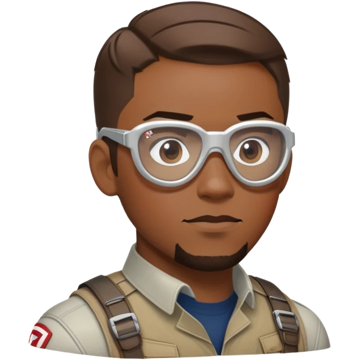 sam wilson with short hair, side-whiskers, and wear red-white safety glasses from  from captain america: civil war emoji