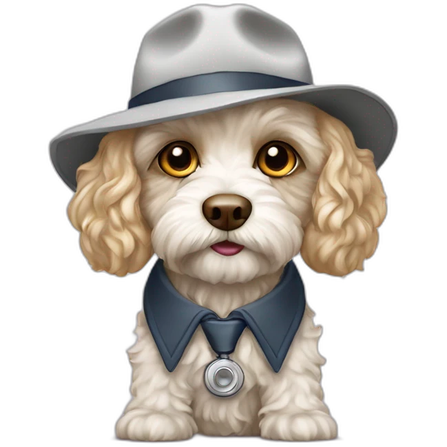 All White cavapoo as an detective emoji