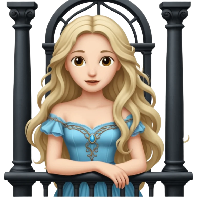 Juliet against the backdrop of a balcony emoji
