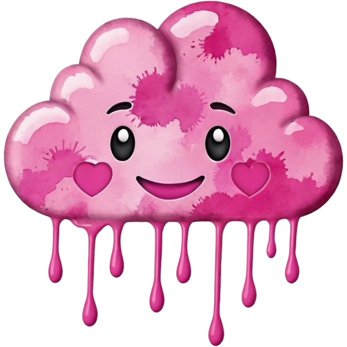 Realistic, watercolor, month February title splatter ìn pinks  emoji