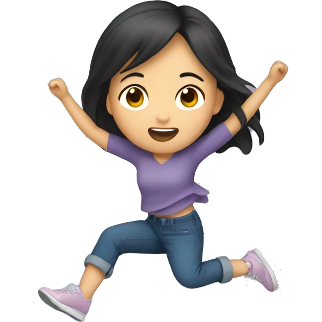 Asian girl falling emoji