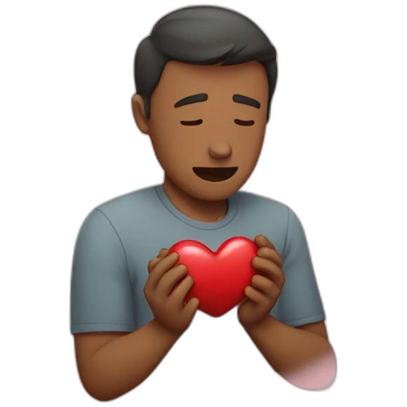Man heart in hand crying  emoji
