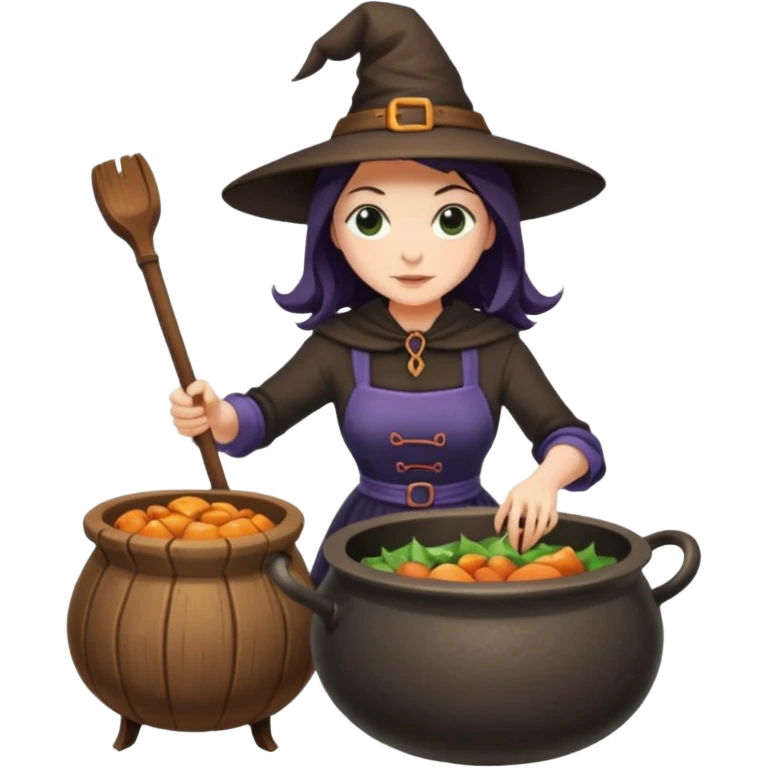Cadı kazanında yemek yapan bir cadı emoji