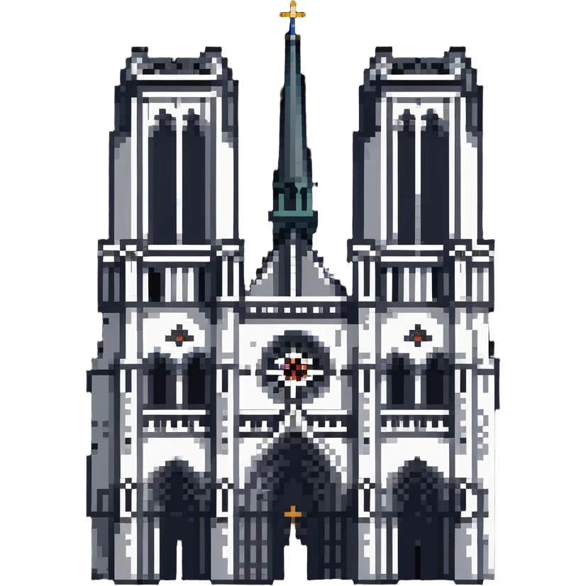 Notre Dame Cathedral in Paris with Gothic architecture and twin towers emoji