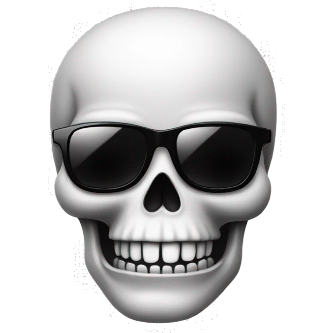 classic rock skull with sunglasses, black and white emoji
