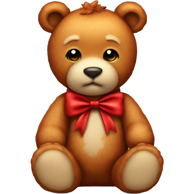  ginger teddy bear red bow on neck full body  emoji