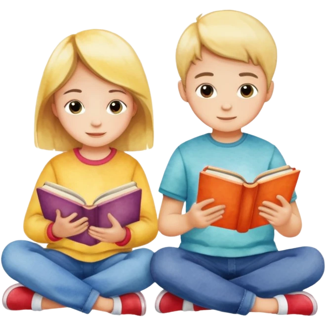 watercolor books and children  emoji