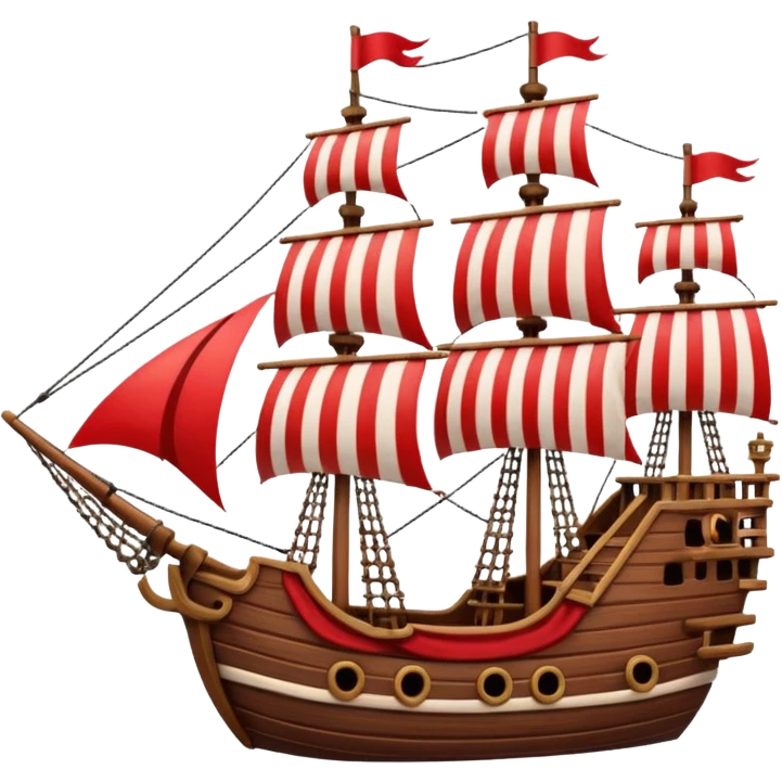 red and white lines pirate ships emoji