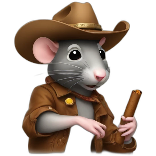 A rat wearing a cowboy hat and holding a cigar emoji