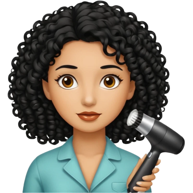 woman black hair hairdresser curls emoji