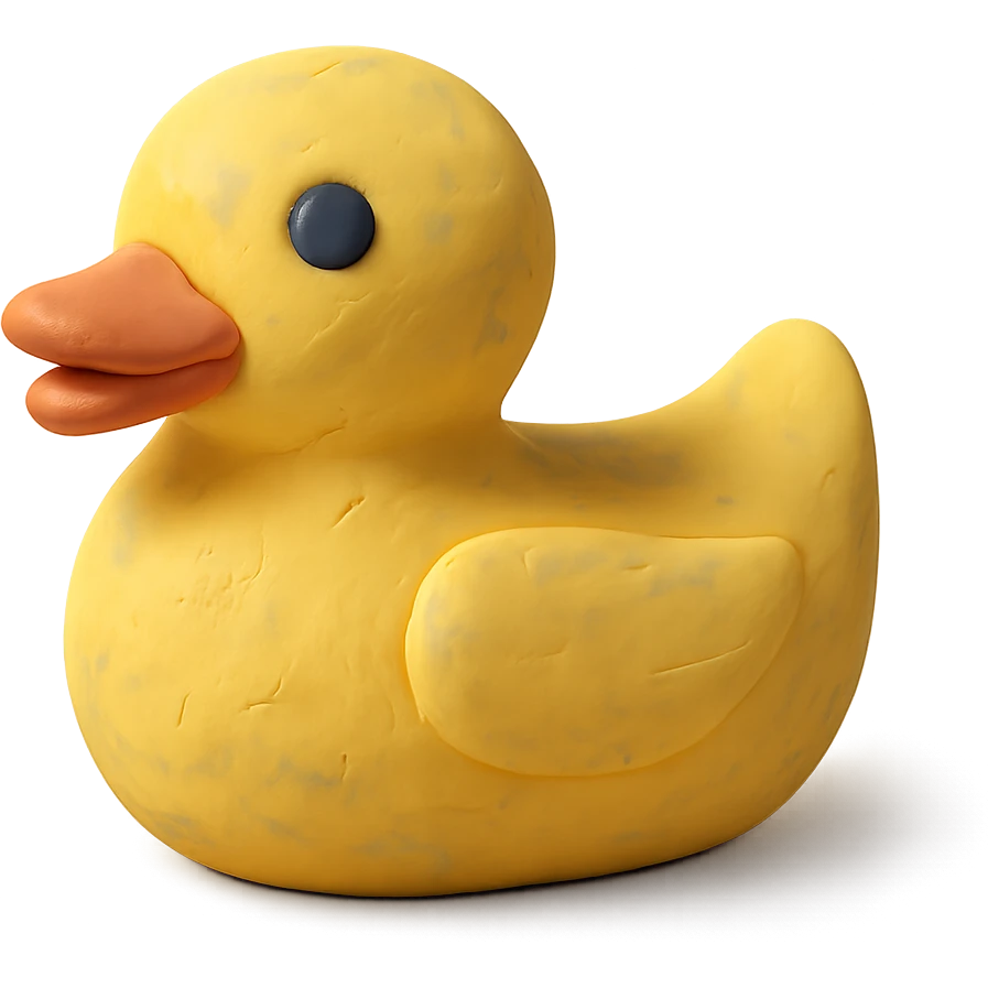 yellow rubber duck in claymation style with visible fingerprints and pastel colors emoji
