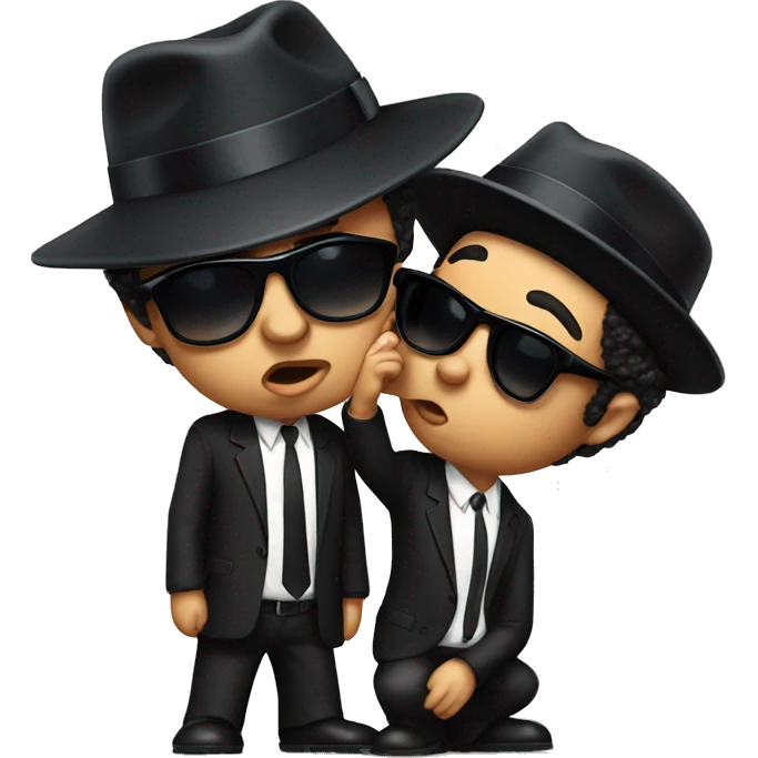The blues brothers giving kisses emoji