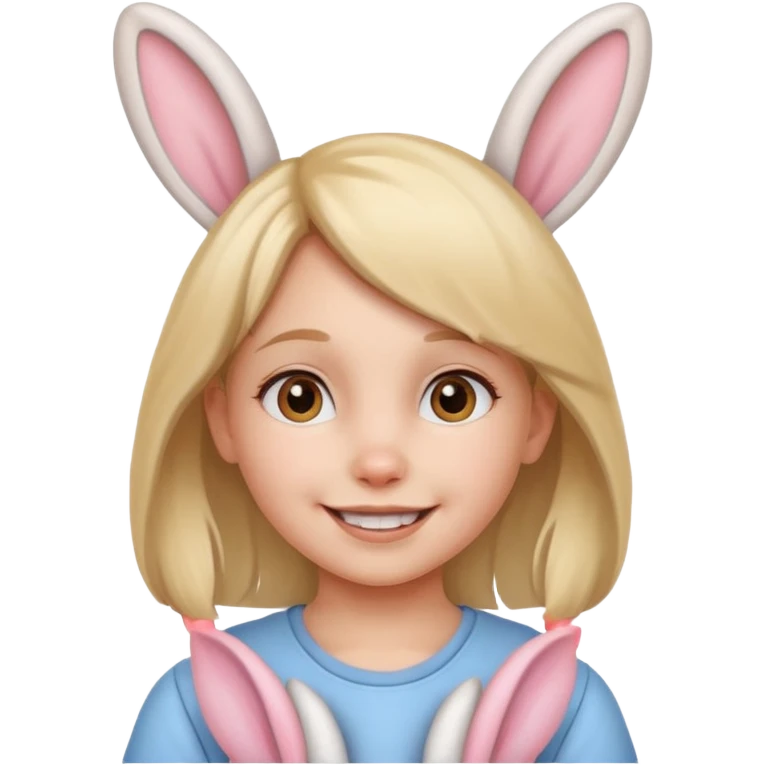 kid girl with bunny ears emoji