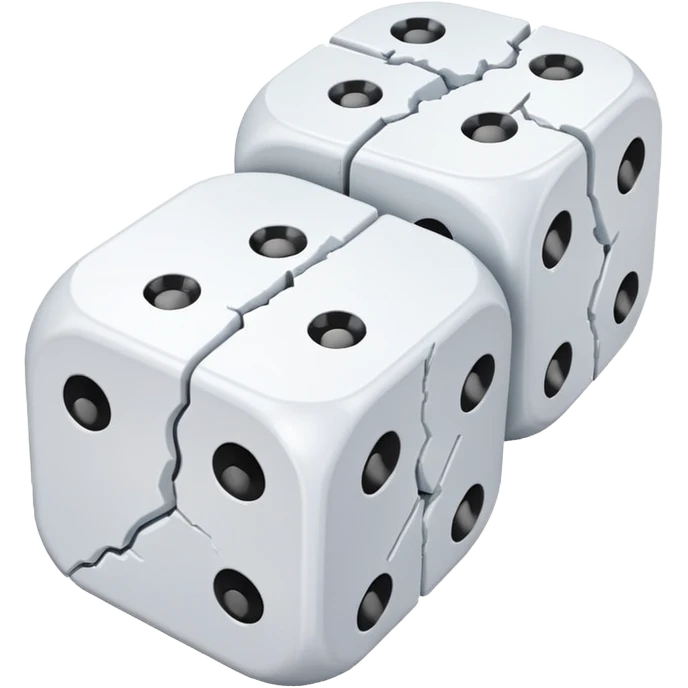 two dice but one is broken in half emoji