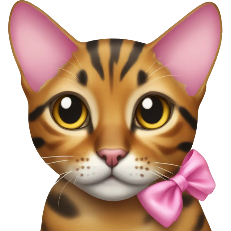 bengal cat with pink bow on her head emoji