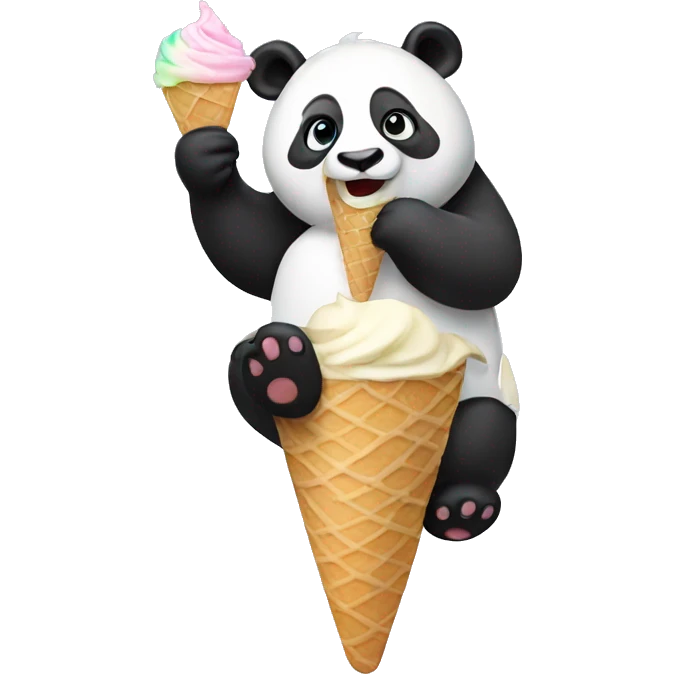 Panda eating ice cream emoji