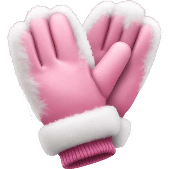 Pink winter gloves that have white fuzzy trim emoji
