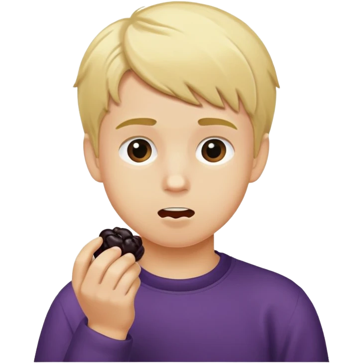 Мальчик ест чернослив, мальчик блондин emoji