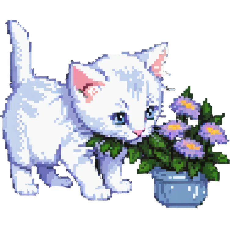 Kitten smells flowers emoji