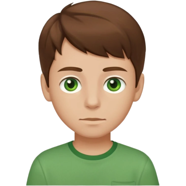 boy with brown hair and green eyes with green shirt emoji