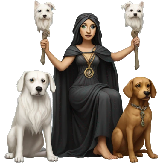 Hekate from Greek mythology with her two dogs emoji