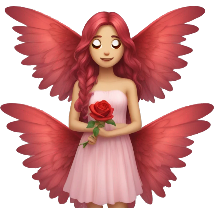 big wings, rose, Beautiful, fairy, red, long hair emoji