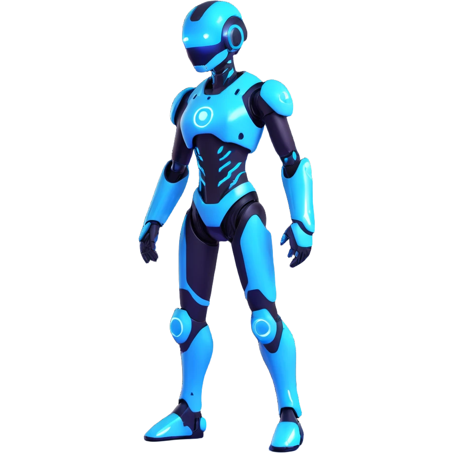 ice-themed AI character, futuristic, glowing blue, digital elements emoji